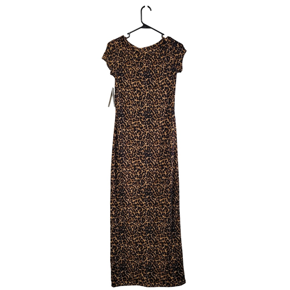 NWT No Boundaries Leopard Print Bodycon Maxi Dress Trendy Stretch Small 4-6 - Picture 6 of 7